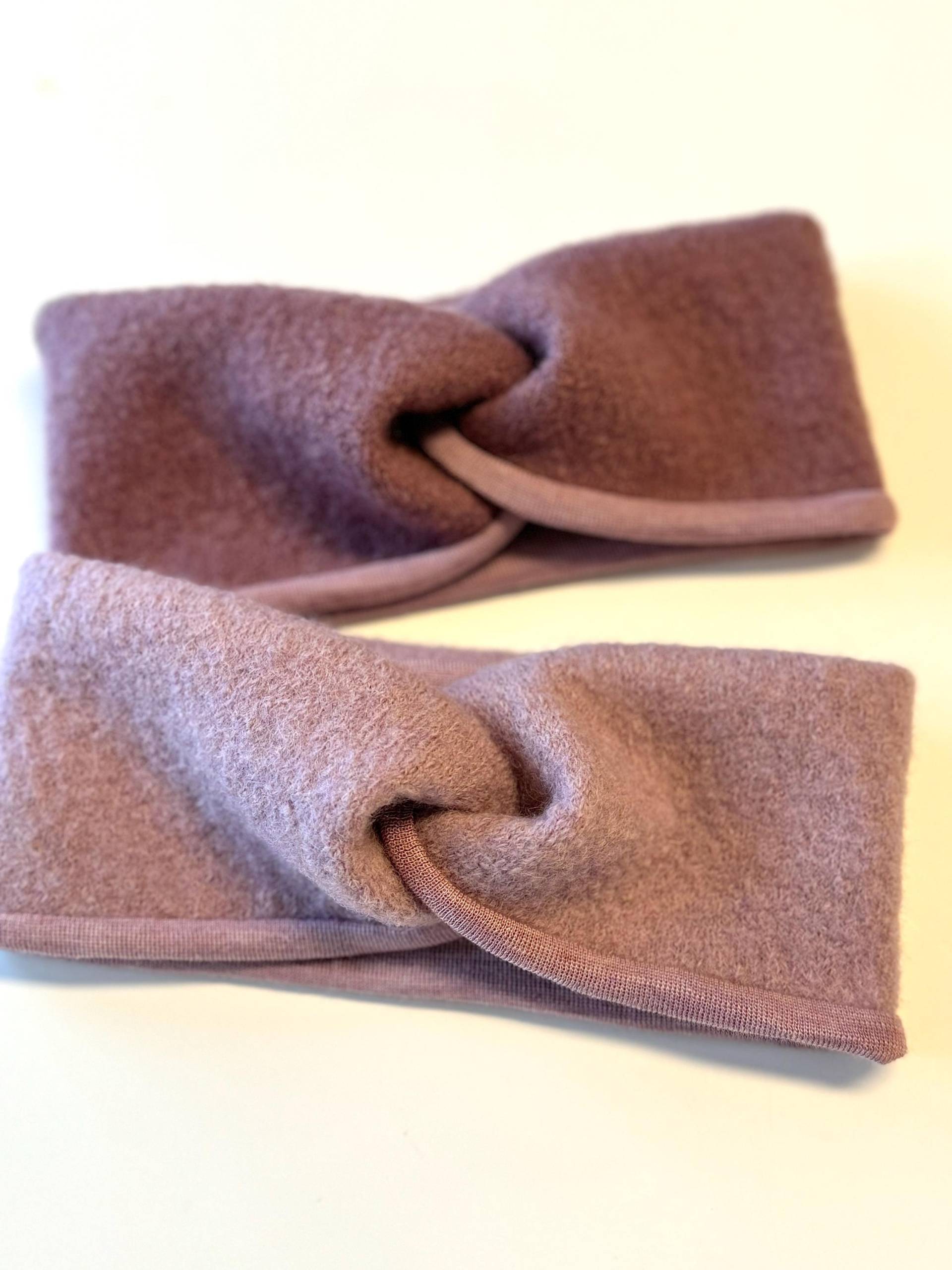 Walkstirnband Für Kinder Und Damen | Wollwalk Mauve Lila Wolle Seide Gefüttert Knotenstirnband von bellanovagermany