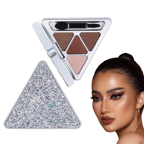 Natürliche Lidschattenpaletten | 4 Farben Glitzer-Make-up-Palette,Professionelle, hochpigmentierte, wasserfeste Glitzer-Make-up-Palette, Lidschatten für Teenager, Anfänger, Reise-Make-up Bellv von bellv