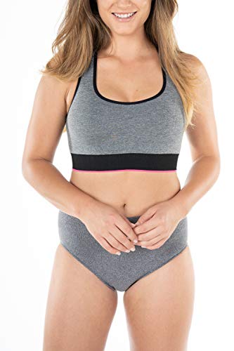 belly cloud Damen Sportbustier doppellagig Sport-BH, Grau (Graumelange 1001), Large von belly cloud