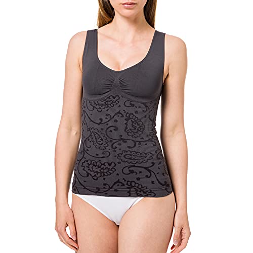 belly cloud Damen Top 6289 Paisley, Grau (anthrazit 004), M von belly cloud