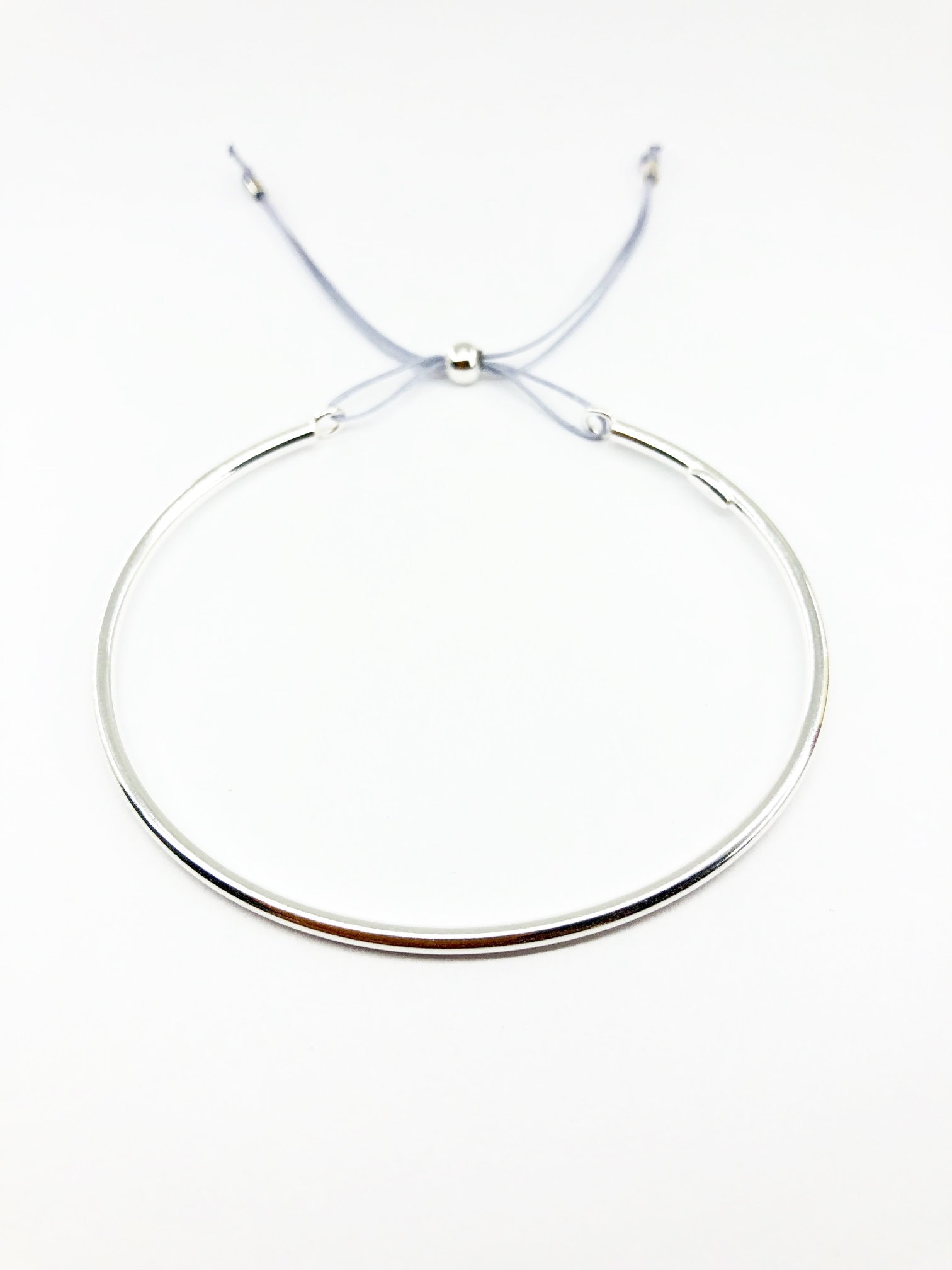 Armreif Mit Ziehbändchen, Wunschfarbe - 925 Silber S/M Armreif Mit Ziehbändchen, Wunschfarbe - 925 Silber S/M von bellybirdjewellery