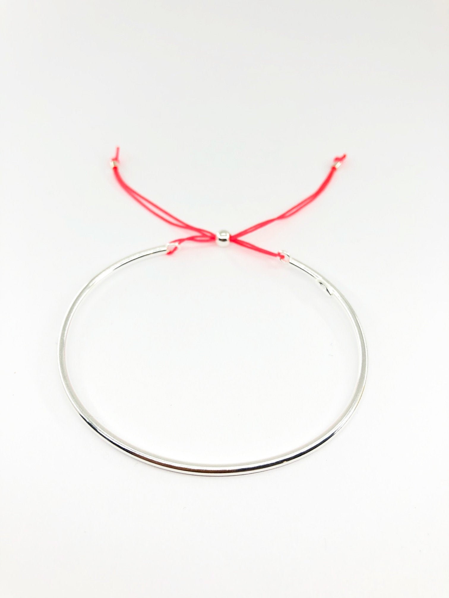 Armreif Mit Ziehbändchen, Wunschfarbe - 925 Silber S/M Armreif Mit Ziehbändchen, Wunschfarbe - 925 Silber S/M von bellybirdjewellery