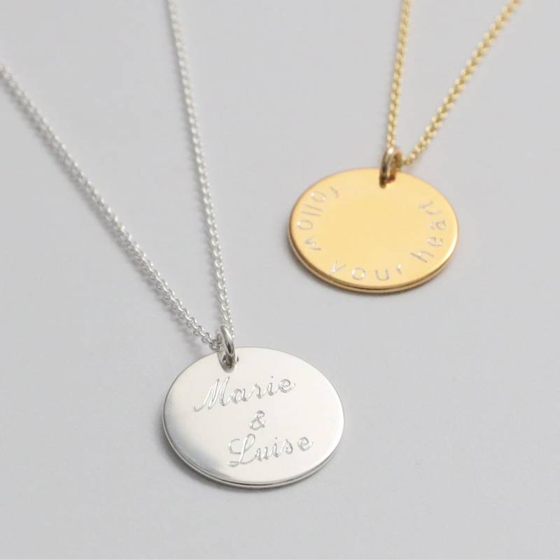 Gravurkette - 925 Silber/Vergoldet, Zarte Kette, Besonderes Taufgeschenk, Personalisierte Silberkette, Personalisierter Schmuck, Gravurkette von bellybirdjewellery