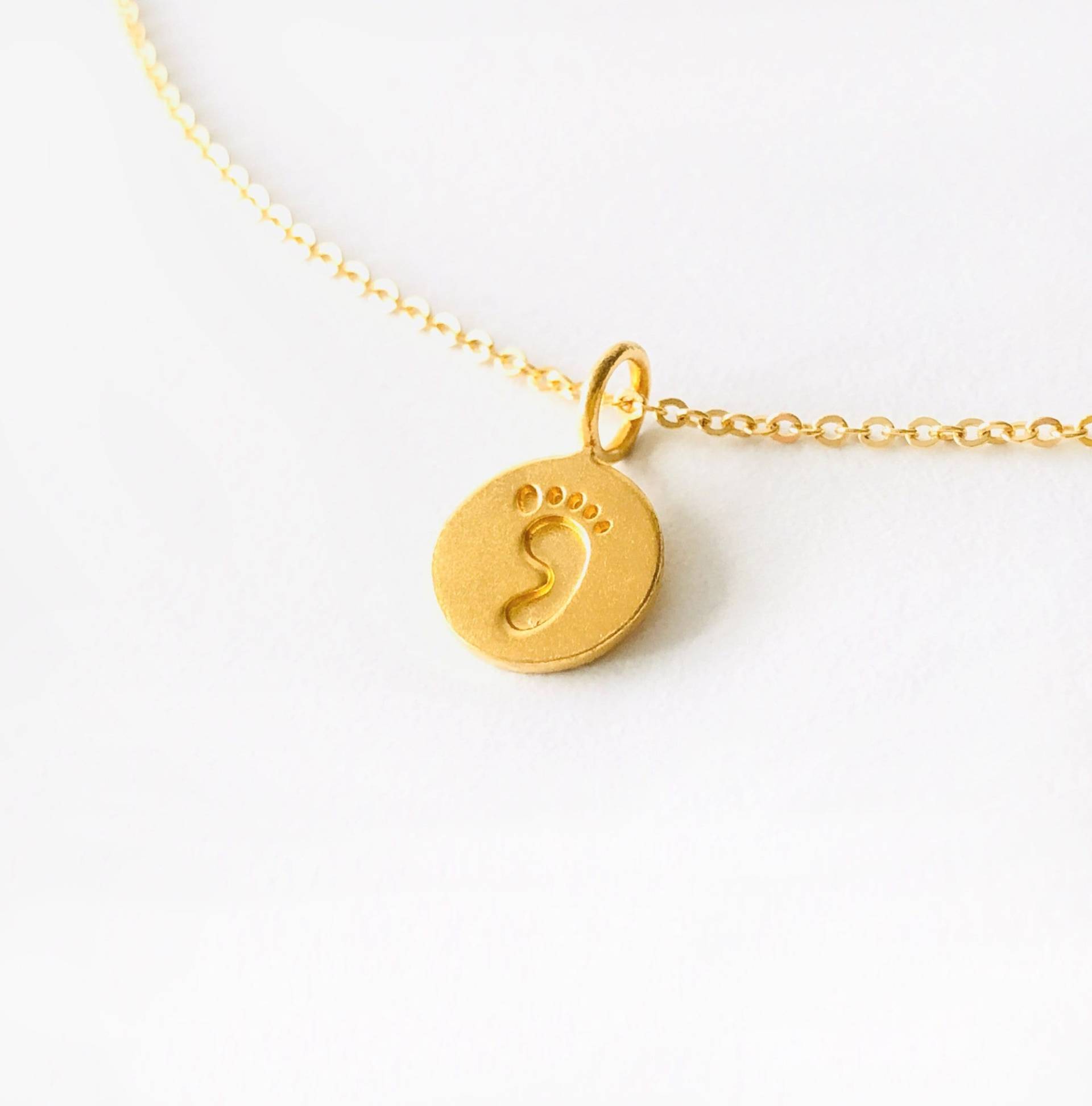 Halskette - Baby Fussabdruck, 925 Silber Vergoldet/Goldfilled, Besondere Geschenkidee, Edler Babyschmuck, Geschenk Zur Geburt, Für Mama Halskette - Baby Fussabdruck, 925 Silber Vergoldet/Goldfilled, Besondere Geschenkidee, Edler Babyschmuck, Geschenk Zur Geburt, Für Mama von bellybirdjewellery