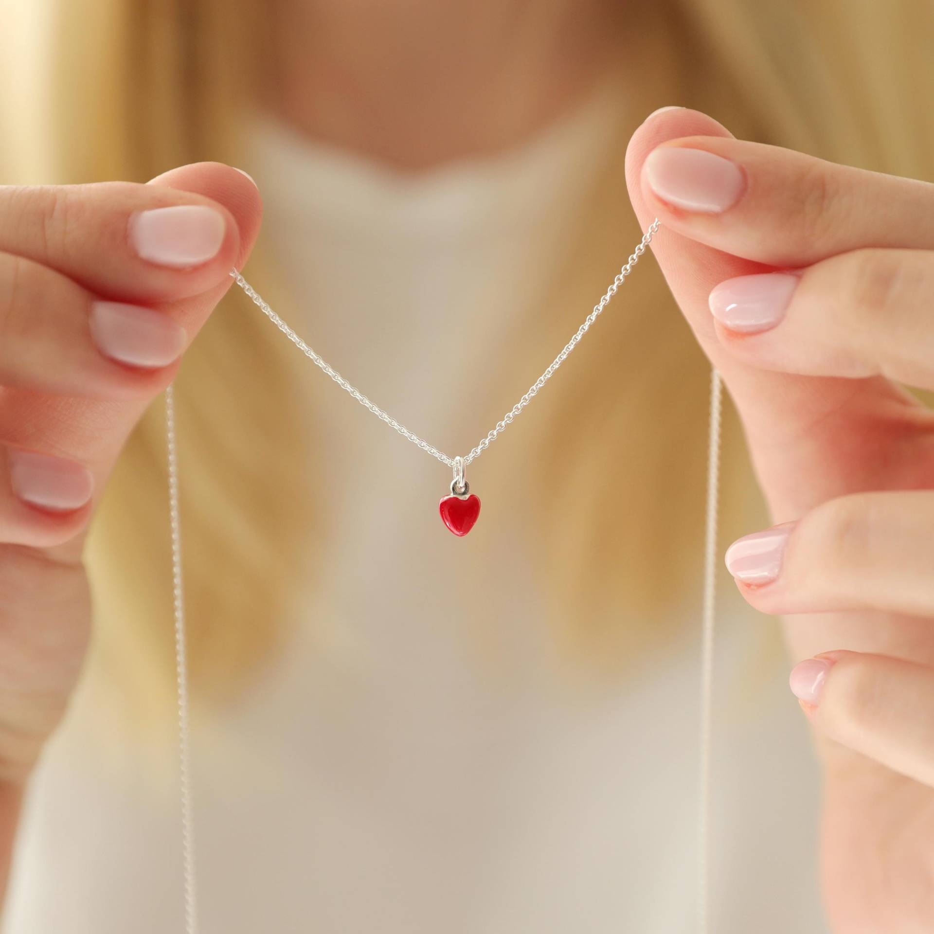 Halskette - Emaille, Kleines Herz, Anhänger/ Silber Oder Vergoldet/ Emailliert Halskette - Emaille, Kleines Herz, Anhänger/ Silber Oder Vergoldet/ Emailliert von bellybirdjewellery