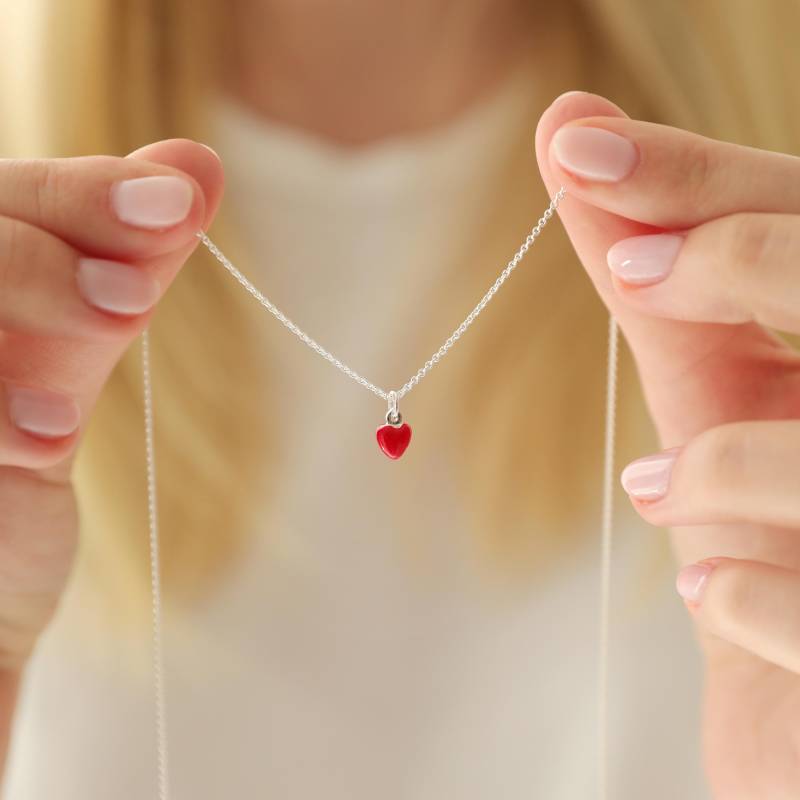 Halskette - Emaille, Kleines Herz, Anhänger/ Silber Oder Vergoldet/ Emailliert von bellybirdjewellery