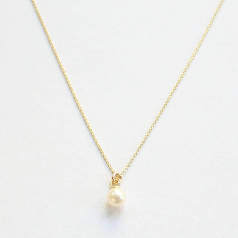 Halskette - Kleine Perle, Silber Vergoldet/ Gold Filled Zarte Perlenkette, Schöner Brautschmuck, Zierlicher Anhänger, Süsswasserperle von bellybirdjewellery