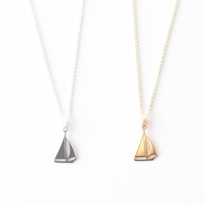 Halskette - Kleines Boot, 925 Silber, Filigrane Kette, Besondere Geschenkidee, Segelboot Anhänger, Süße Symbolkette, Glücksbringer, Glänzend von bellybirdjewellery