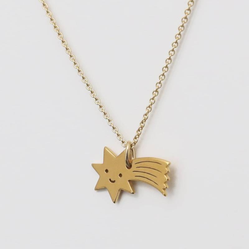 Kette - Kleine Sternschnuppe, Silber Vergoldet, Besonderes Geschenk, Personalisierte Silberkette, Süßer Kettenanhänger, Sternsymbol von bellybirdjewellery
