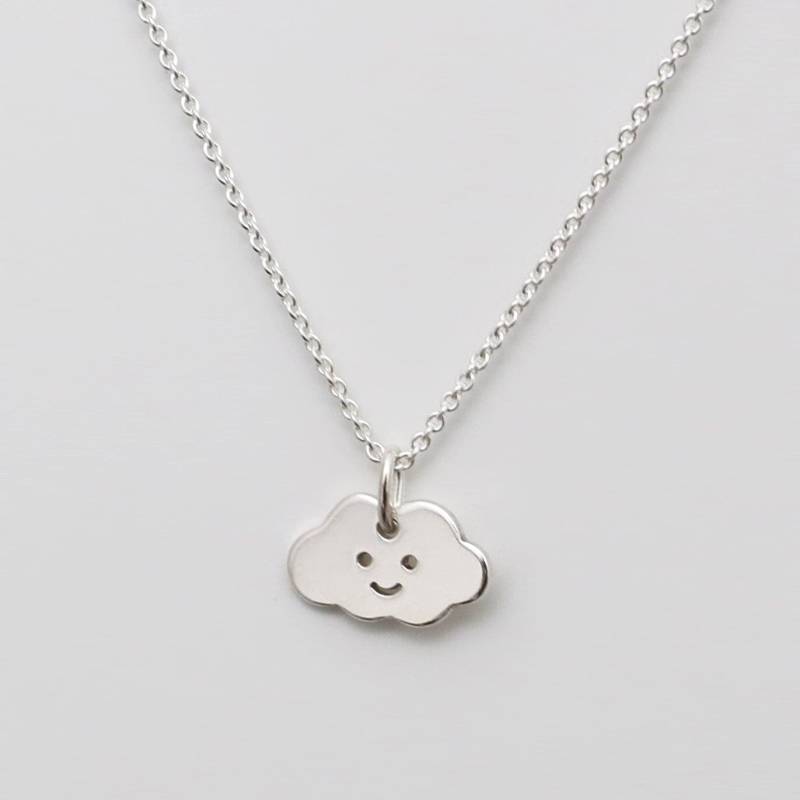 Kette - Kleine Wolke, Silber, Filigrane Kette, Besonderes Taufgeschenk, Personalisierte Silberkette, Süßer Sommerschmuck, Himmelskörper von bellybirdjewellery