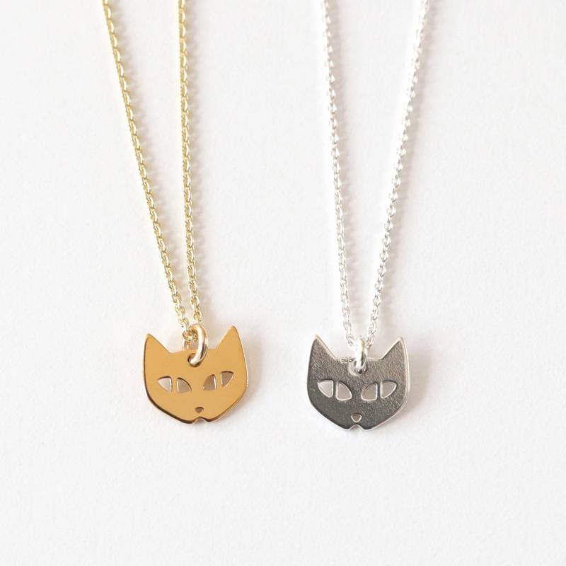 Kinderkette Kleine Katze, 925 Silber, Filigrane Kette, Besonderes Taufgeschenk, Personalisierte Silberkette, Süßer Kinderschmuck, Tierkette von bellybirdjewellery