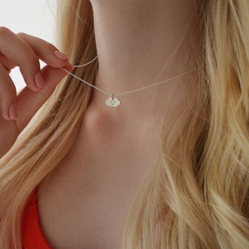 Kinderkette Kleine Wolke, Silber, Filigrane Kette, Besonderes Taufgeschenk, Personalisierte Silberkette, Süßer Kinderschmuck, Himmelskörper von bellybirdjewellery