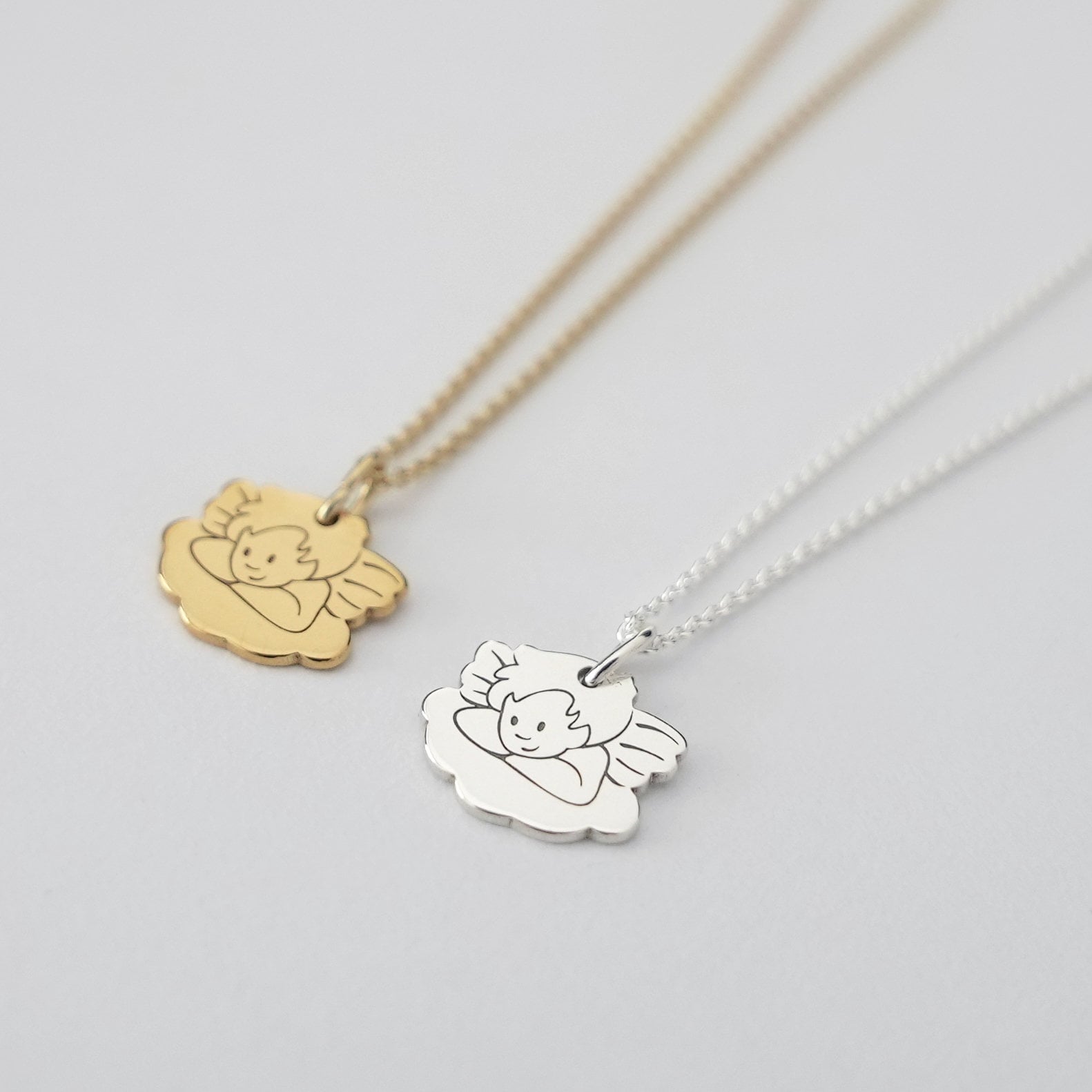 Kinderkette - Kleiner Schutzengel Wolke, 925 Silber, Geschenk Zur Taufe, Filigrane Silberkette, Geburt, Süßer Kinderschmuck Kinderkette - Kleiner Schutzengel Wolke, 925 Silber, Geschenk Zur Taufe, Filigrane Silberkette, Geburt, Süßer Kinderschmuck von bellybirdjewellery