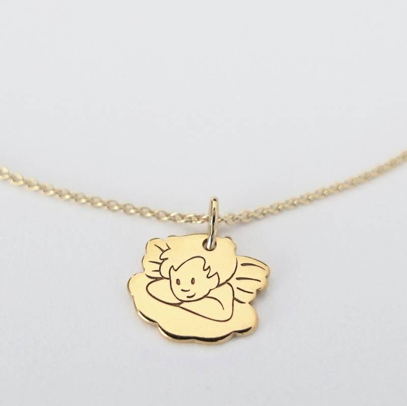 Kinderkette - Kleiner Schutzengel Wolke, 925 Silber Vergoldet, Geschenk, Filigrane Silberkette, Geschenk Zur Geburt, Süßer Kinderschmuck Kinderkette - Kleiner Schutzengel Wolke, 925 Silber Vergoldet, Geschenk, Filigrane Silberkette, Geschenk Zur Geburt, Süßer Kinderschmuck von bellybirdjewellery