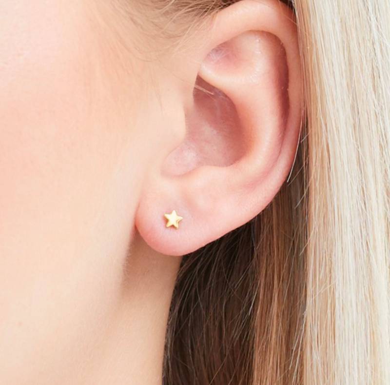 Ohrstecker Kinder - Kleine Sterne, 925 Silber Vergoldet, Süßer Kinderschmuck, Besondere Geschenkidee, Zierlicher Geschenk Für Sie von bellybirdjewellery