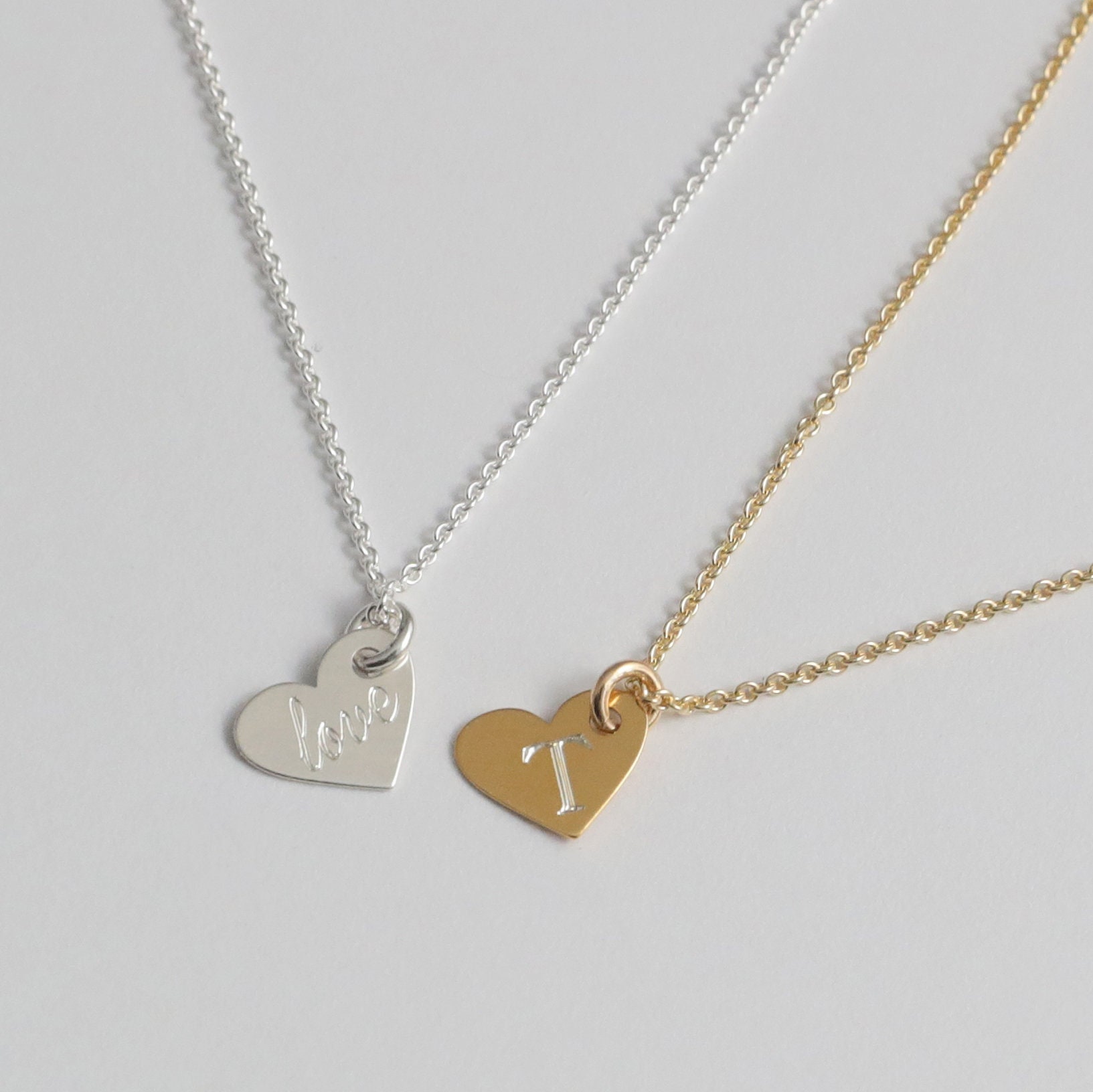 Personalisierte Kette - Herz 925 Silber/Vergoldet, Herzchen Kette, Personalisierter Schmuck, Personalisierte Geschenke, Zarte Namenskette Personalisierte Kette - Herz 925 Silber/Vergoldet, Herzchen Kette, Personalisierter Schmuck, Personalisierte Geschenke, Zarte Namenskette von bellybirdjewellery