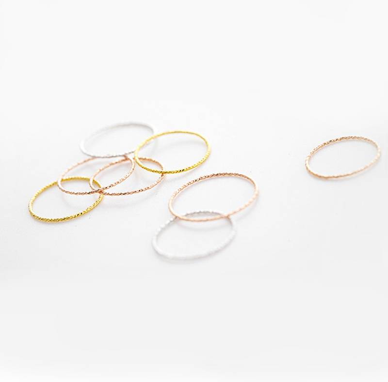 Ring - Glitzerring, 925 Silber/ Vergoldet/ Rosévergoldet, Größen 46-60, Geschenk Für Sie, Zarter Ring, Feiner Silberschmuck, Glitzerfaden von bellybirdjewellery