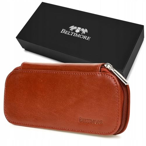 beltimore Federmäppchen Leder Federmäppchen große Reißverschlussbox von beltimore