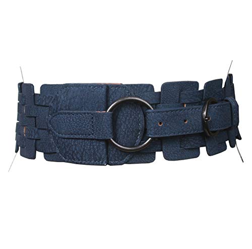 Beltiscool 75 mm breiter Stretch-Gürtel, hohe Taille, modisch, mit Ringfaltung, geflochten, navy, L/XL 89/99 cm von beltiscool