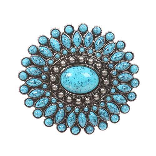 Oval Flower Turquois Stone Belt Buckle von beltiscool