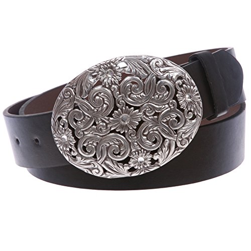 Western-Gürtel in Antik-Silberoptik mit filigranen Strasssteinen - Schwarz - X-Large von Beltiscool