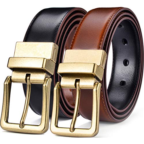 Beltox Herren Gürtel wendbar Leder 3,8 cm breit 1 für 2 Männer, Casual Strap - Schwarz - 32-34 von beltox fine