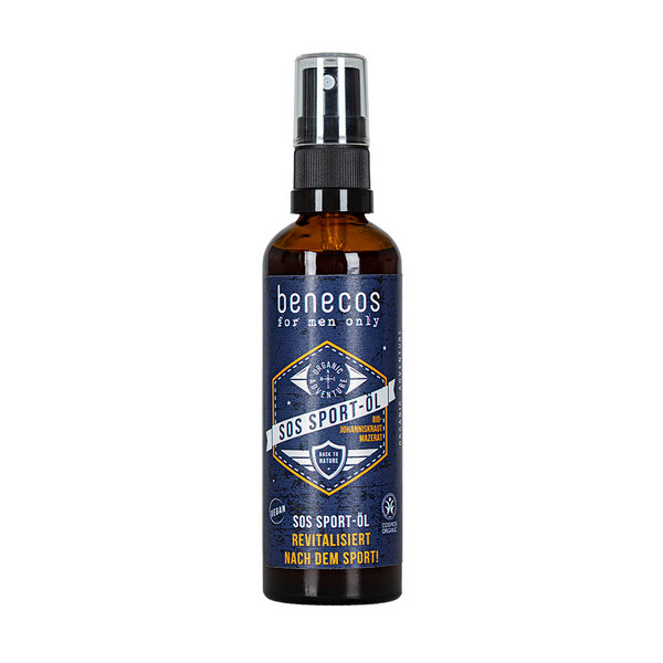 benecos for men SOS Sport-Öl BIO- JOHANNISKRAUTMAZERAT – vegan – 75 ml von benecos