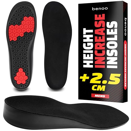 Höhensteigernde Einlegesohlen für Herren (+2,5 cm), sofortige Schuherhöhung, zuschneidbar, bequem und diskret – ideale Einlagen zur Körpergrößenerhöhung für alle Schuharten (46-48) von benoo