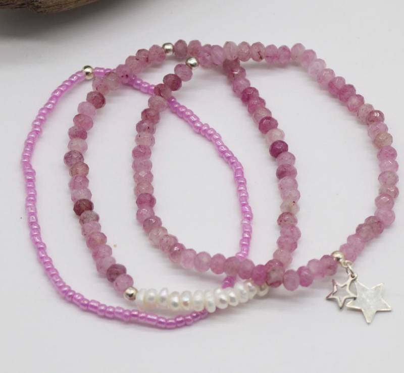 3Er Set Armbänder, Jade Rondelle 925Er Silber Elemente, Süßwasserperlen 3Er Set Armbänder, Jade Rondelle 925Er Silber Elemente, Süßwasserperlen von benundfred