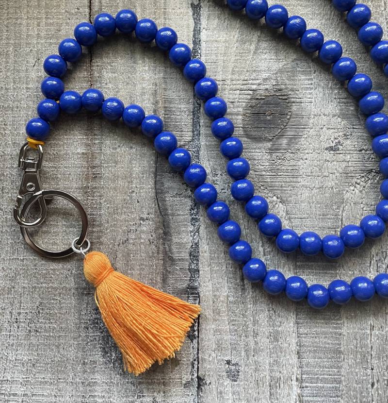 Schlüsselanhänger, Schlüsselkette, Schlüsselband, Holzperlen, Blau Mit Quaste Schlüsselanhänger, Schlüsselkette, Schlüsselband, Holzperlen, Blau Mit Quaste von benundfred