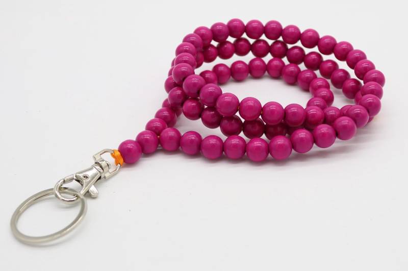 Schlüsselanhänger, Schlüsselkette, Schlüsselband, Holzperlen Xl 12 Mm, Pink Schlüsselanhänger, Schlüsselkette, Schlüsselband, Holzperlen Xl 12 Mm, Pink von benundfred