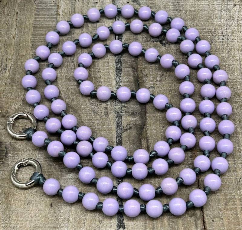 Lange Handykette ‚Flieder Grau', 10 Mm Holzperlen, Geknotet , Versilberte Oder Vergoldete Karabiner, Längenauswahl Lange Handykette ‚Flieder Grau', 10 Mm Holzperlen, Geknotet , Versilberte Oder Vergoldete Karabiner, Längenauswahl von benundfredh2