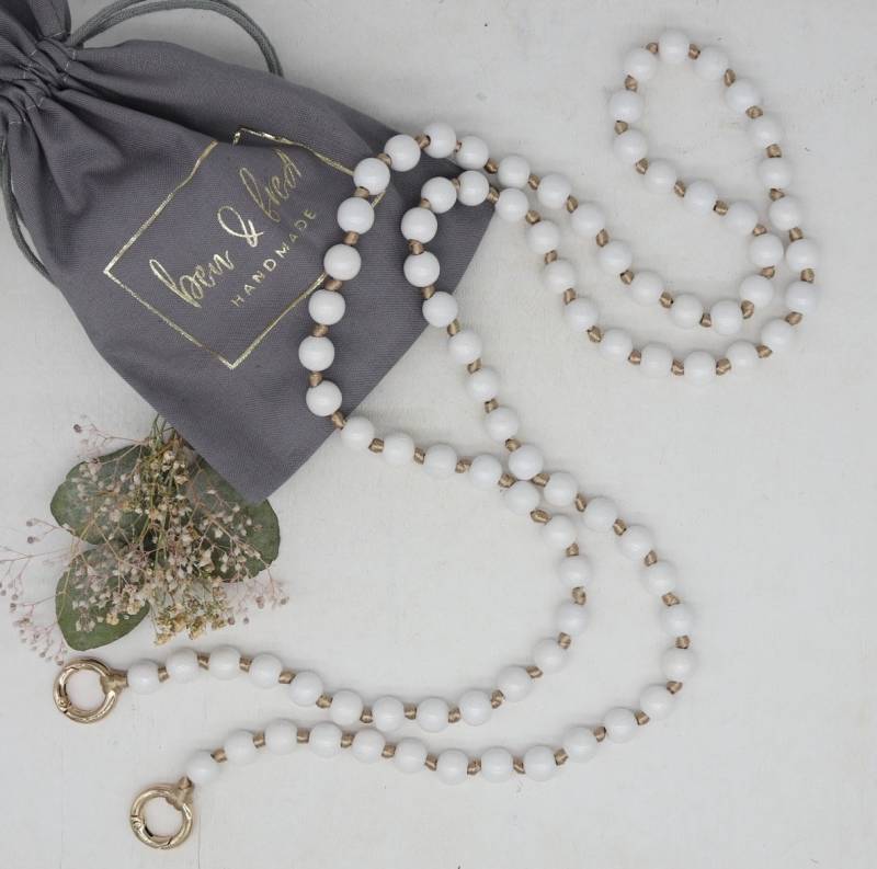 Lange Handykette Weiß, 10 Mm Holzperlen, Geknotet , Versilberte Oder Vergoldete Karabiner, Längenauswahl Lange Handykette Weiß, 10 Mm Holzperlen, Geknotet , Versilberte Oder Vergoldete Karabiner, Längenauswahl von benundfredh2