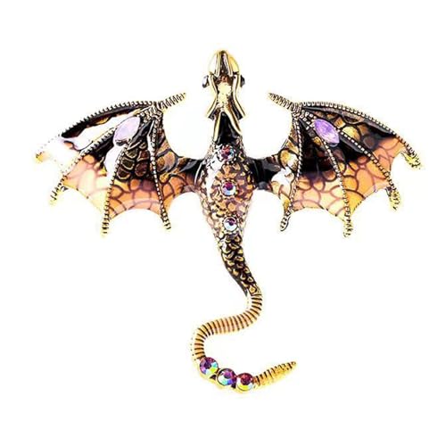 bephible Modische Brosche im Vintage-Stil, öltropfender fliegender Drache, Strass, Cartoon, Emaille, Tierform, für Herren und Damen, Kleidung, Hut, Tasche, Anstecknadel, Schmuck, Metall, Sekundärstein von bephible