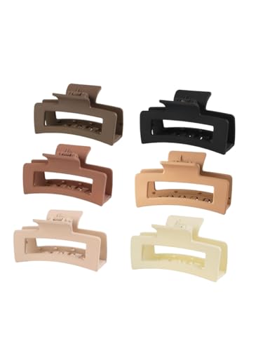Bepisof 6 Stück übergroße Damen-Haarspangen – rutschfestes Design, strapazierfähiges Acryl und Kunststoff, 10,4 x 5,8 x 4,1 cm (heller Kaffee, Milchweiß, Khaki, dunkler Kaffee, Aprikose, schwarz) von bepisof