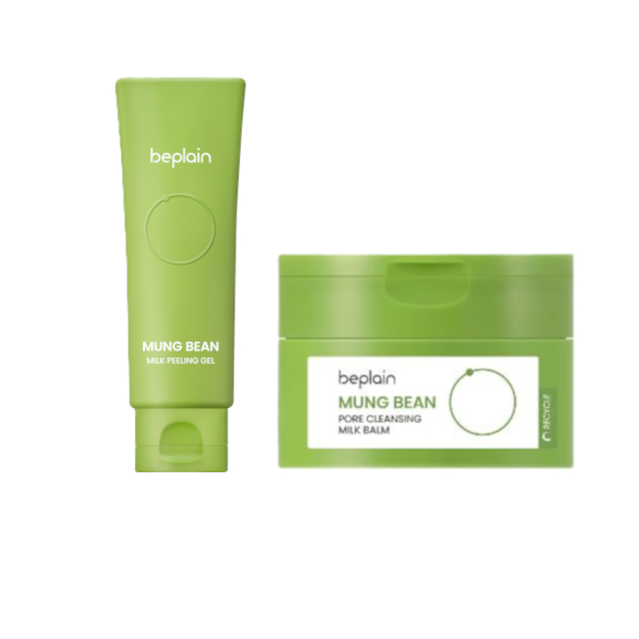 beplain - Mung Bean Milk Peeling Gel + Cleansing Milk Balm Set von beplain