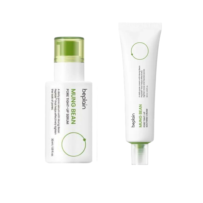 beplain - Mung Bean Pore Tight-Up Serum + Soothing Cream Set von beplain