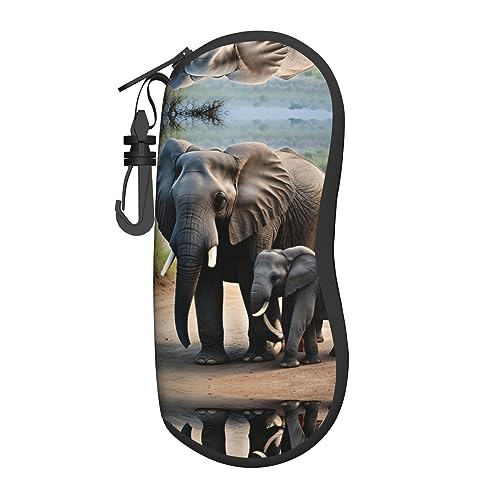 berbo Elefant und Baby Elefant leichtes & flexibles Brillenetui für Damen und Herren - Geräumiges Hartschalen-Brillenetui, kratzfest, Schwarz, Einheitsgröße von berbo