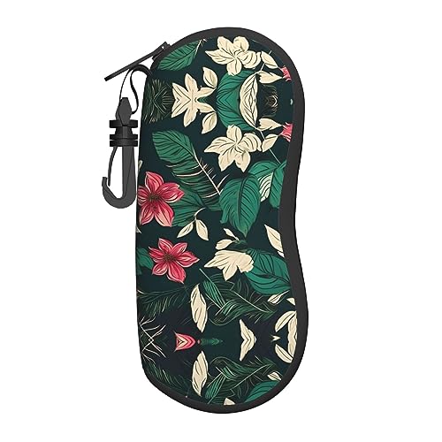 berbo Flower Leaf Brillenetui für Damen und Herren, leichtes & flexibles Brillenetui, geräumiges Hartschalen-Brillenetui, kratzfest, Schwarz, Einheitsgröße von berbo