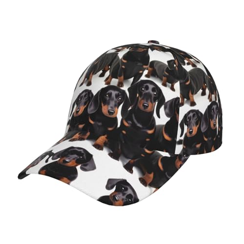 berbo Trendige Unisex Hip Hop Trucker Cap,Leichte und Atmungsaktive Print Baseball Cap Sport Mütze mit UV-Schutz Dackel Weiner Haustier Hund Schwarz, Schwarz, Einheitsgr��e von berbo