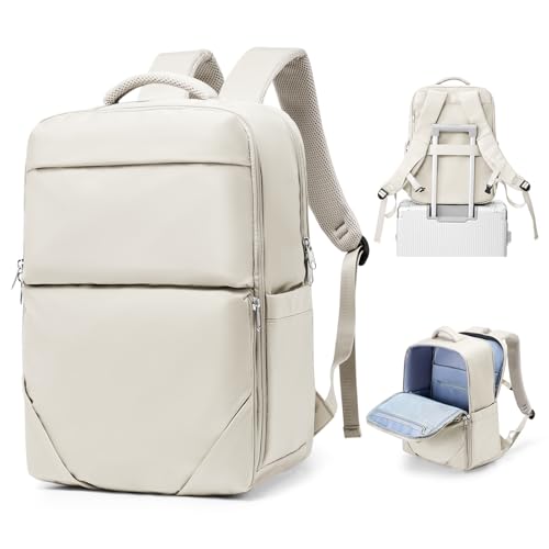 bergsalz Reiserucksack Damen Ryanair Handgepäck Klein Rucksack Handgepäck Flugzeug Rucksack Damen Herren Wasserdicht beige von bergsalz