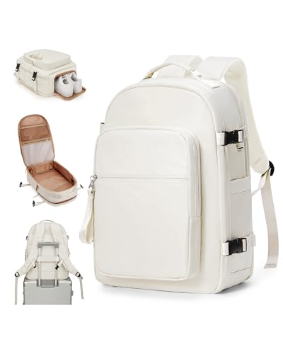 bergsalz Beige Reiserucksack Damen Ryanair Handgepäck 40x20x25 Rucksack Damen Herren Arbeit groß Handgepäck Rucksack Wasserdicht Travel Backpack von bergsalz