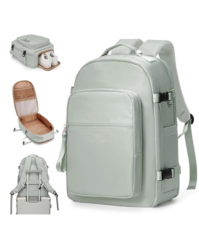 bergsalz Reiserucksack Damen Ryanair Handgepäck Rucksack Damen Herren Arbeit groß Handgepäck Rucksack Wasserdicht Travel Backpack Grau Grün von bergsalz