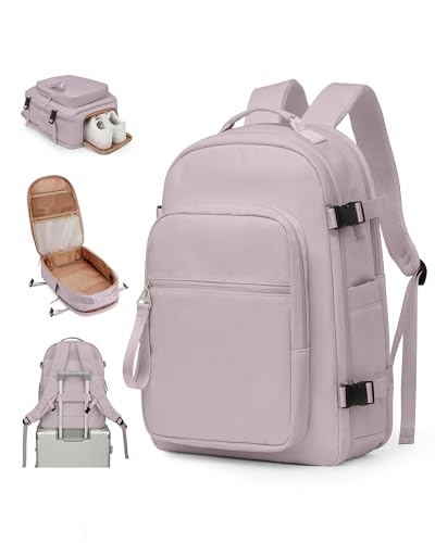 bergsalz Reiserucksack Damen Ryanair Handgepäck 40x20x25 Rucksack Damen Herren Arbeit groß Handgepäck Rucksack Wasserdicht Travel Backpack Rosa Lila von bergsalz