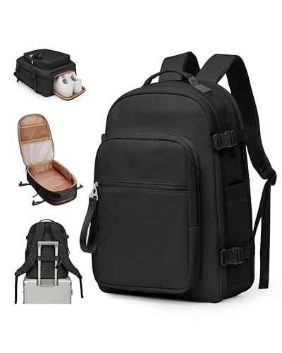 bergsalz Schwarz Reiserucksack Damen Ryanair Handgepäck Rucksack Damen Herren Arbeit groß Handgepäck Rucksack Wasserdicht Travel Backpack von bergsalz