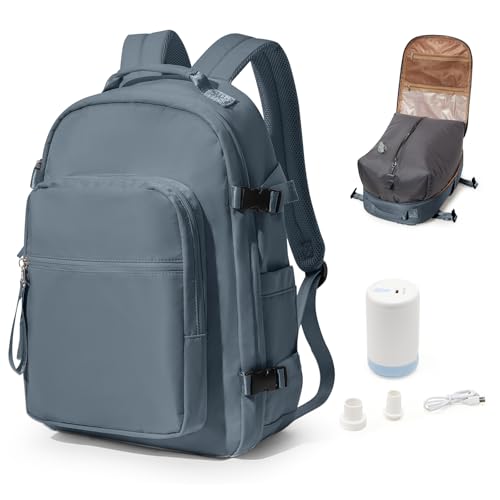 bergsalz Vakuum Rucksack,Airbag Rucksack Handgepäck Flugzeug,Easyjet Handgepäck 45x36x20,Vakuum Reiserucksack Mit Vakuumsystem Damen Herren Saphir Blau von bergsalz