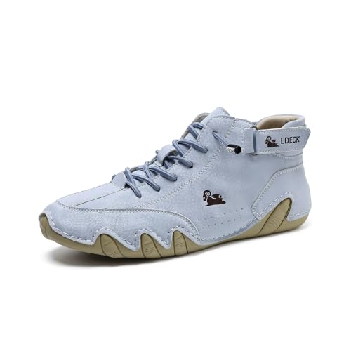 VogLDeck Wasserdichte und atmungsaktive orthopädische Schuhe Italienische handgefertigte Wildleder Damen Wanderstiefel Klettverschluss Wasserdicht Leicht rutschfest Atmungsaktiv, blau, 39 EU von bergxperten