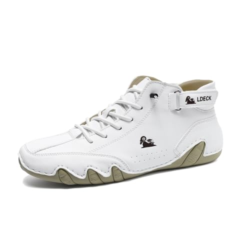 VogLDeck Wasserdichte und atmungsaktive orthopädische Schuhe Italienische handgefertigte Wildleder Damen Wanderstiefel Klettverschluss Wasserdicht Leicht rutschfest Atmungsaktiv, weiß, 42.5 EU von bergxperten