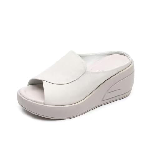bergxperten Laufwohl Premium Komfort Sandalen Damen Sommer Elegante Keilabsatz Peeptoe Plateau Slides mit Offenem Zehenbereich, Outdoor - Riemen, Orthopädische Hausschuhe Slipper von bergxperten