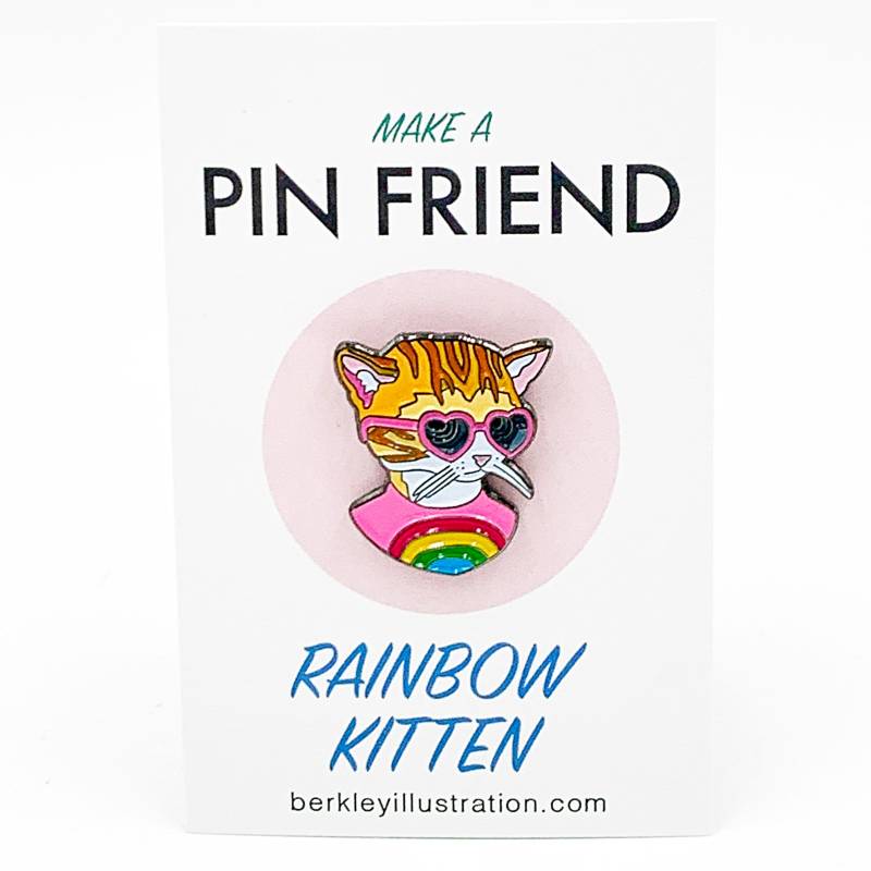 Emaille Pin - Regenbogen Kätzchen Ray Berkley Illustration Gediegene Tiere Geschenk Für Sie von berkleyillustration